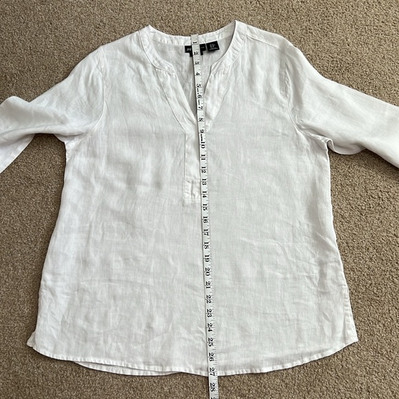 Jones New York White Linen Vneck Tunic Top M - Picture 6 of 13